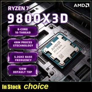 최대 5.2GHz AMD R7 9800X3D AM5 8코어 16스레드 96MB 캐시 데스크탑 게임용 Ryzen CPU (공장 포장 없음)
