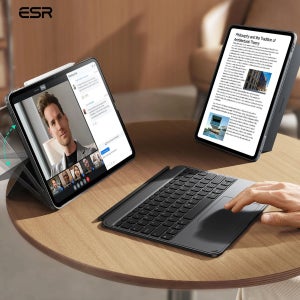2024년형 아이패드 프로 13인치 (M4) ESR 케이스, 키보드 탈부착 가능한 세로/가로 모드 커버 (에어 11, 에어 5세대, 에어 4세대 호환)
