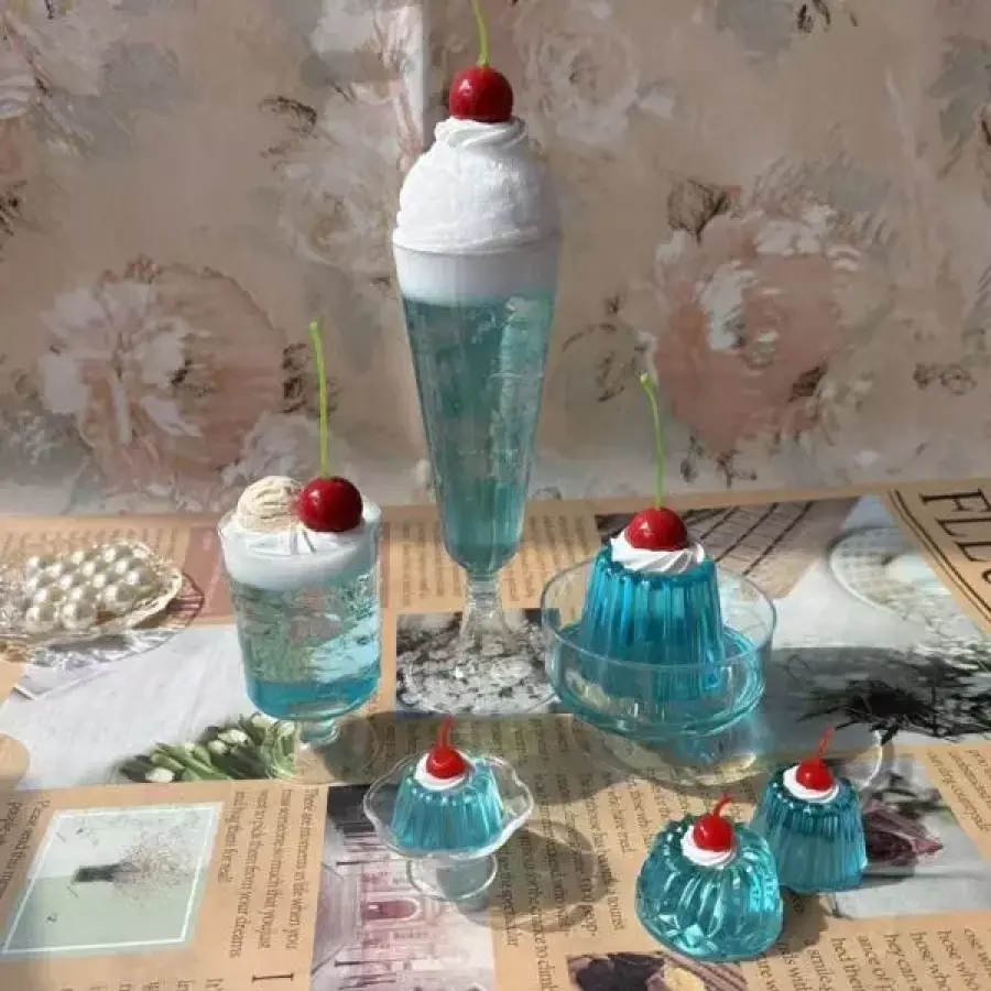 일본식 차 쥬얼리 복고풍 소품 블루 오렌지 소다 과일 사진 소품 생일 선물 블루 룸 장식 친구 선물