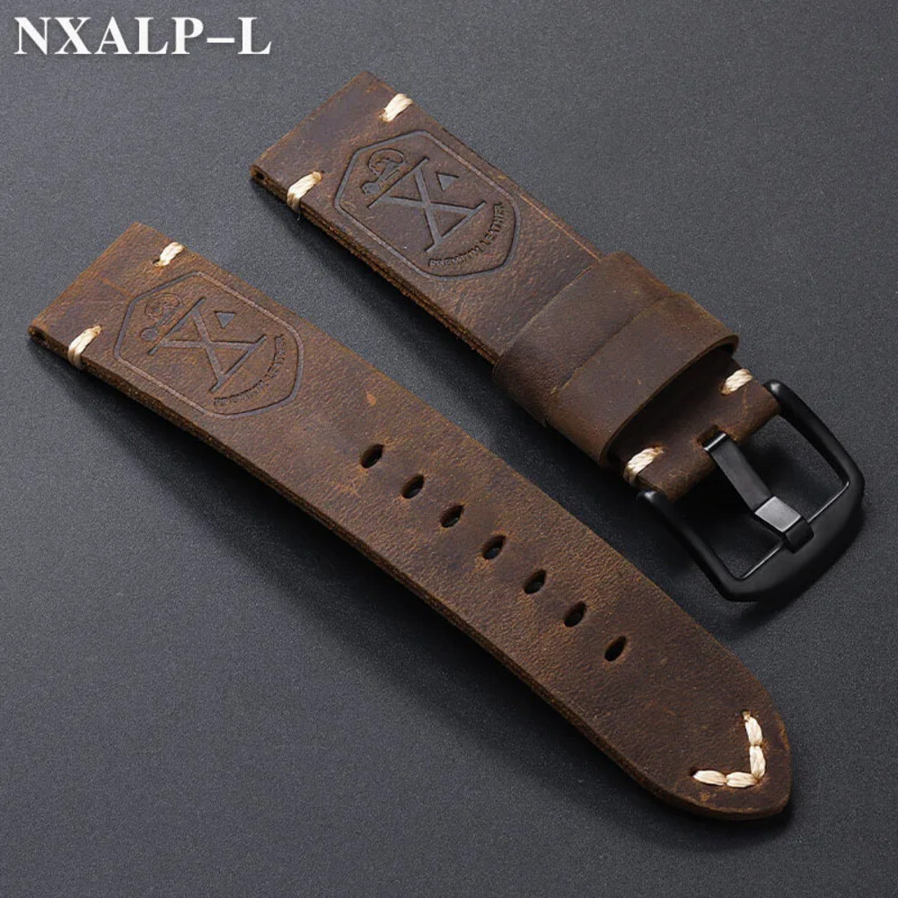 Panerai PAM 시계 밴드 20mm 22mm 24mm 26mm 빈티지 가죽 스트랩 남성용 발찌 용 수제 첫 번째 레이어 소