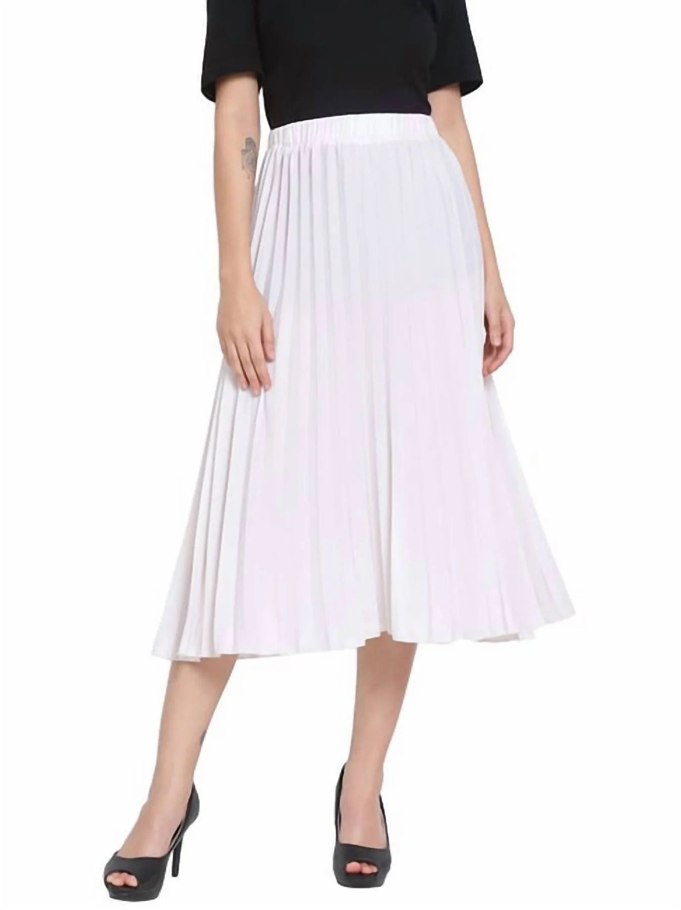 Roslyn 화이트 플리츠 A라인 미디 스커트 에이라인 pleated a line midi skirt in white 8725442854972 156918733
