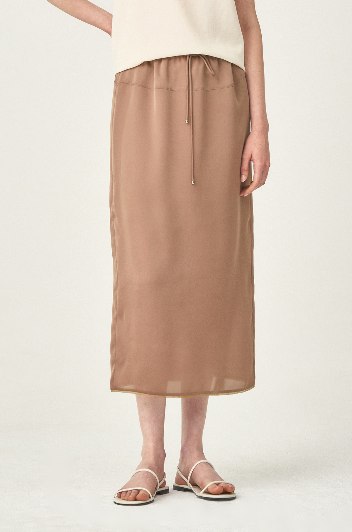 [the CASHMERE] 드로우스트링 백 슬릿 스커트 / CM2F8WSC492W_CO