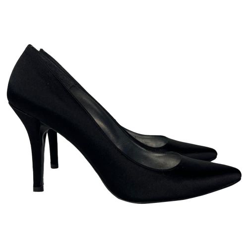 Stuart Weitzman pointed toe pumps in black satin