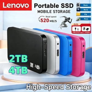 레노버 4TB 고속 SSD 인클로저, 케이블 포함 HDD/SSD 저장 박스, USB3.0 외장형 모바일 하드 드라이브 케이스, ABS 소재