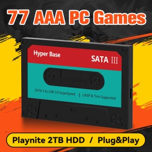 플레이나이트 2TB 게이밍 HDD, 77개 AAA 게임 탑재, 레트로 게임 콘솔 에뮬레이션 지원, PS4/PS3/PS2/XBOX/WiiU/Wii, 윈도우 PC/노트북 호환