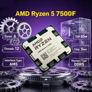 AM5 DDR5 신제품 AMD 라이젠 5 7500F R5 7500F 5NM 3.7GHz 6코어 32MB L3 65W 데스크탑 게이밍 CPU