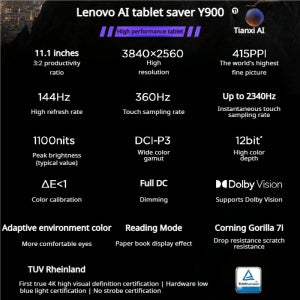 레노버 리전 Y900 새로운 13인치 AI 게이밍 태블릿 4K 144Hz 고주사율 스냅드래곤 8 엘리트