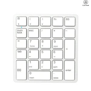 통화 기호가 포함된 휴대용 2.4G 무선 숫자 키보드, PC/노트북용 충전식 26키 재무 회계 숫자 키패드