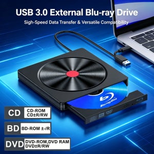 외장 블루레이 드라이브, USB 3.0 및 Type-C BD 리더, DVD/CD 레코더 – 노트북 PC, Windows/Linux/Mac OS용 휴대용 블루레이 플레이어