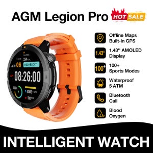 AGM Legion Pro GPS 스마트 시계 남성용 스마트워치 피트니스 AMOLED 블루투스 전자 방수 시계