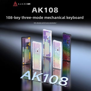 Ajazz AK108 트라이 모드 기계식 블루투스 무선 키보드 핫스왑 가능 맞춤형 게이밍 다기능 사무실 데스크탑 키보드