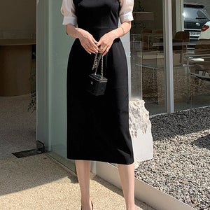 (여름ver)쉬폰 레이어드 콤비 원피스 (3col)[드레스CVW36]