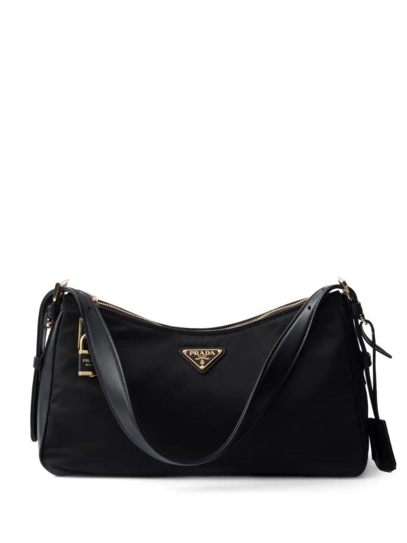 프라다 1BC232VODO/2C8Q F0002 NERO AIMEE LARGE BAG IN RE NYLON AND LEATHER WITH LOCK