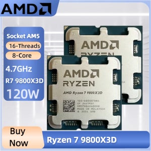 2026 AMD 라이젠 7 9800X3D 8코어 16스레드 4.7GHz R7 9800X3D DDR5 소켓 AM5 4NM L3=96M 프로세서 120W 팬 미포함