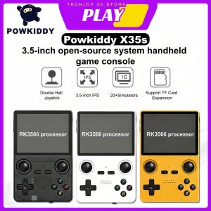 Powkiddy X35s 휴대용 게임 콘솔 3.5인치 IPS 듀얼 홀 조이스틱 오픈 소스 RK3566 휴대용 레트로 지원 TF 카드 확장