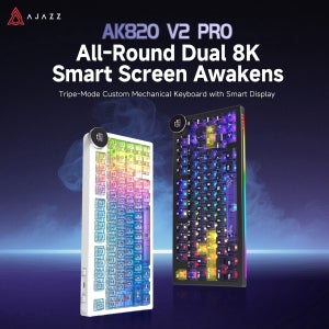 AJAZZ AK820 V2/V2PRO 82키 핫스왑 가능 트라이모드 유선/블루투스/2.4G 듀얼 8K 폴링 레이트 스크린 탑재 기계식 키보드