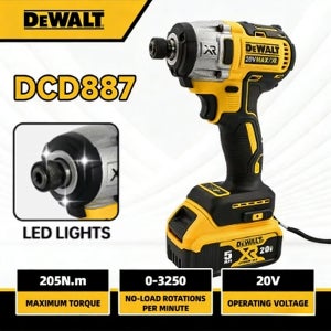 DEWALT DCF887 무선 전기 드라이버 1/4’’ 브러시리스 모터 250RPM - 작동하기 쉽고 강력하며 긴 수명을 자랑합니다.