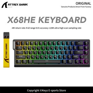 ATTACK SHARK X68HE/X68PRO 마그네틱 기계식 키보드 8000Hz 유선 키보드 128K 레이트 0.01mm RT 정확도 0.125ms e스포츠용