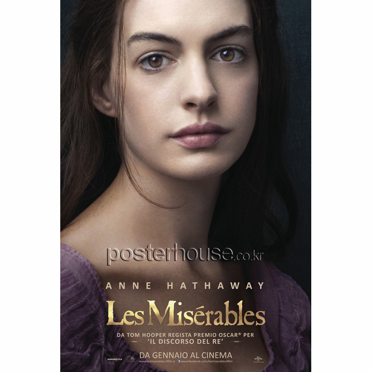 영화포스터(One sheet) 60X88cm - 판틴(앤 해서웨이) 레미제라블 Les Miserables (Character_A)  캔버스코팅  프레임없음 전면코팅(반광택)