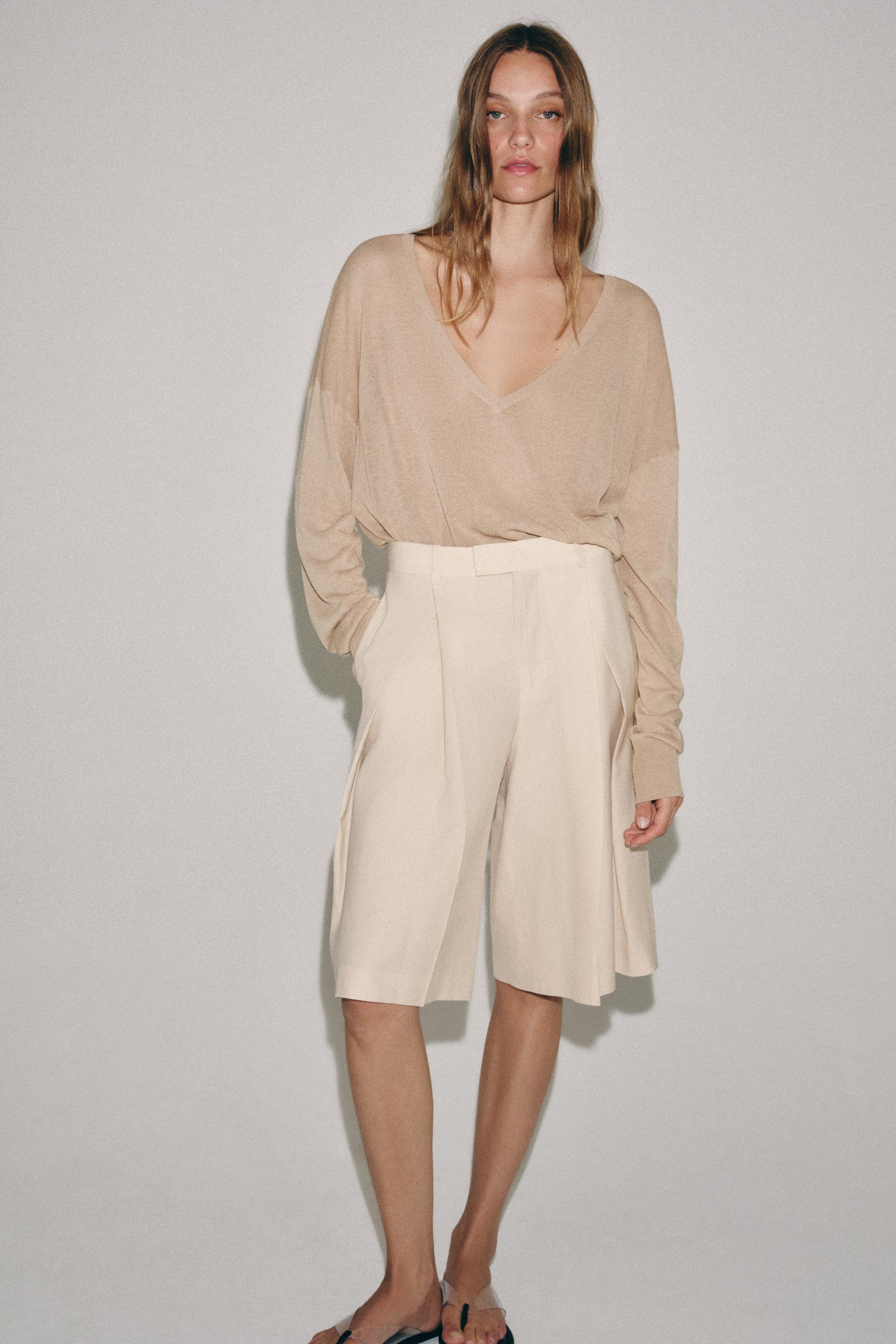 ZARA 자라 파인 니트 브이넥 점퍼 베이지핑크 8779 006 942 Beigepink