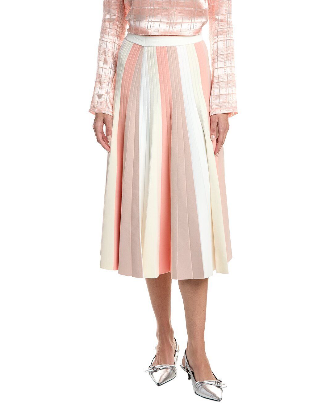 3.1필립림 컬러블록 스트라이프 리브드 플리츠 미디 스커트 Colorblock Stripe Ribbed Pleated Midi Skirt 320305976 156981425