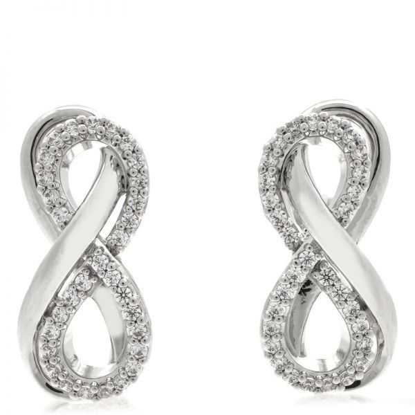 스와로브스키 Hyperbola 인피니티 스터드 귀걸이 5687269 우먼 Pierced Figurative Studs Pave Rhodium 샤이니 화이트 111 154307570
