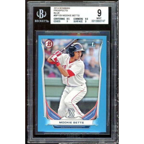 무키 베츠 루키 카드 2014 보우먼 유망주 블루 BP109 BGS 9 8.5 9.5  무키 베츠 루키 카드 2014 보우먼 유망주 블루 BP