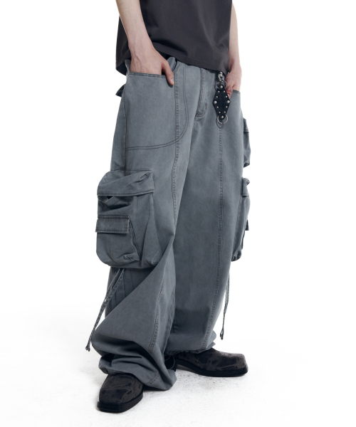 [아캄] Heavy Cargo Shirring Pants (Gray) AK26PT28GY