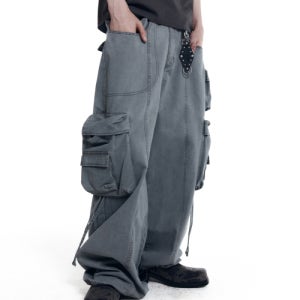 [아캄] Heavy Cargo Shirring Pants (Gray) AK26PT28GY