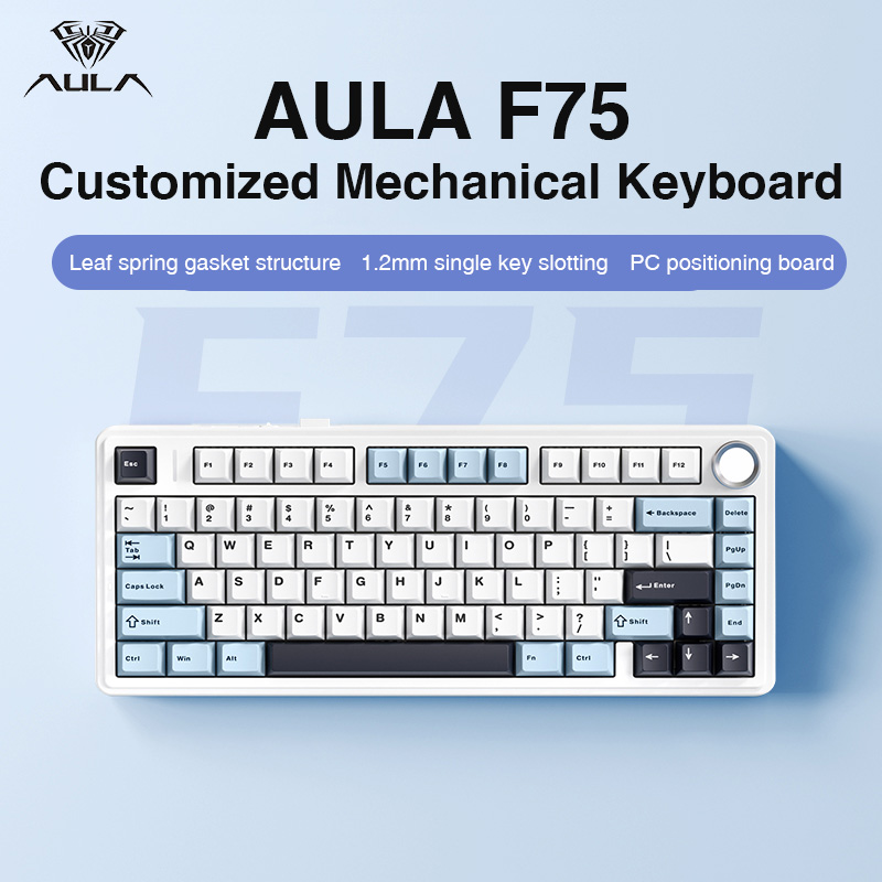 AULA F75 2.4G 무선 블루투스 유선 게임용 기계식 키보드, RGB 맞춤형 75% 레이아웃, OEM 프로파일 개스킷 구조 대표 이미지
