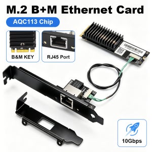 10Gbps M.2 B+M AQC113 LAN 카드 Win10/11 서버용 PC용 10000Mbps RJ45 네트워크 이더넷 컨트롤러 어댑터