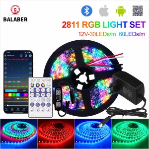 LED 스트립 조명 12V RGB 5050 LED 조명 플렉시블 램프 WS2811 SPI 30 60Leds/m 다이오드, 실내 장식 조명용, EU/US 플러그 포함, 1m-5m