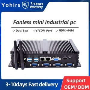 요히르스 산업용 팬리스 미니 컴퓨터 인텔 코어 i5 3317U 셀러론 1037U 2xRJ45 랜 4xRS232 COM 8USB 러기드 마이크로 PC 윈도우7 XP OS