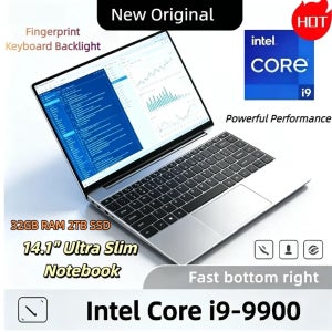 14.1인치 초슬림 노트북 PC 인텔 i9 9900 32GB RAM 2TB SSD 1920x1080 HD 백라이트 지문인식 오피스 게이밍 노트북 컴퓨터