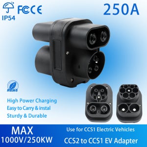 CCS2에서 CCS1로 충전 어댑터 250kw 1000V CCS 2 충전소 DC 고속 고출력 어댑터 CCS1 전기차 충전 변환기