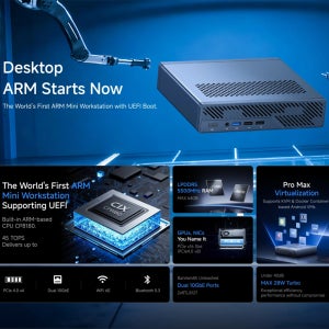 MINISFORUM MS-R1 미니 PC CIX ARM CP8180 데스크탑 컴퓨터, 64/32GB ECC LPDDR5 2x10G LAN 미니 워크스테이션 미니 PC 가상화