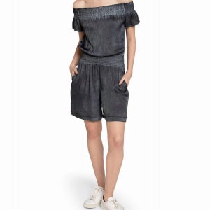 니콜밀러 오프 숄더 블랙 점프수트 더 garment dyed off the shoulder romper in black 8893519200316 156987226