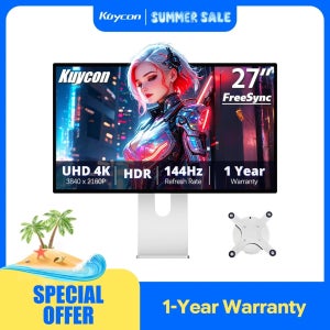 27인치 144Hz 게이밍 모니터 Kuycon P27D 4K 컴퓨터 디스플레이 99%sRGB 500Nits IPS HDR10 PC 화면 VESA Type-C HDMI 호환