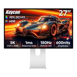 쿠이콘 P27Z 27인치 모니터 5K 180Hz 2K 330Hz 듀얼 모드 게이밍 모니터, 6개 스피커 서라운드 사운드, 눈부심 방지 컴퓨터 디스플레이