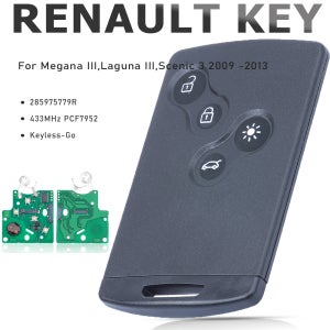 KEYECU 열쇠가 없는 433Mhz PCF7952 스마트 원격 키 Renault Megana III,Laguna III,Scenic 3 2009 2010 2011 2012 201