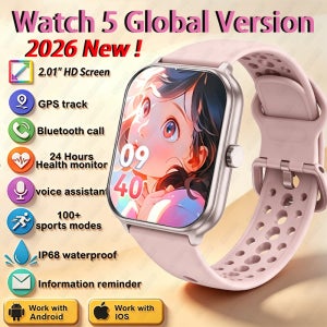 2026 새로운 워치 5 글로벌 버전 ECG 스마트워치 남녀공용 24시간 건강 모니터링 GPS 트랙 스포츠 피트니스 방수 스마트워치