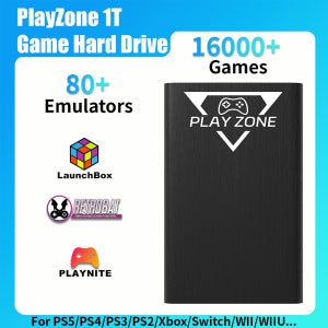 PlayZone 1T Xbox/Switch/PS5/PS4/PS3/WII용 외장 게임 HDD, 16000개 이상의 게임이 포함된 레트로 게임용 하드 디스크, 윈도우 PC용 3가지 시
