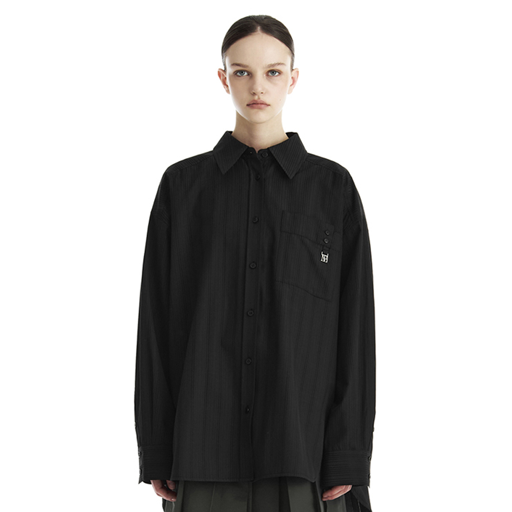 트리밍버드 Stripe Multi Tuck Oversized Shirt
