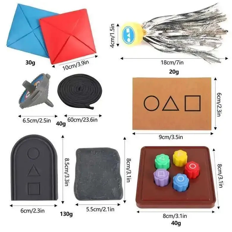 세트 3d 인쇄 오징어 게임 주사위 파티 소품 사각형 원형 바 한국 영화 놀이  01 Set 1 Bags