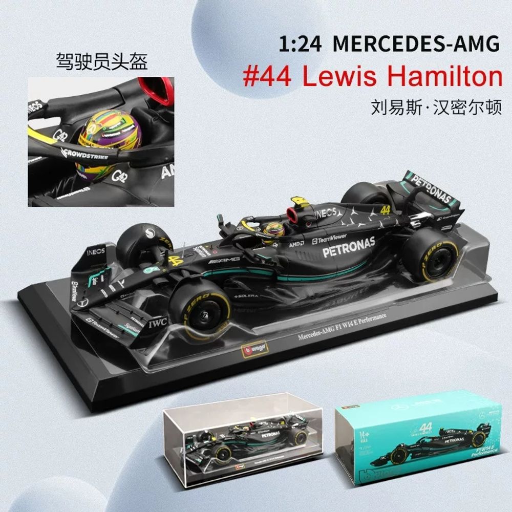 1:24 F1 머신 다이캐스트 합금 프라모델 장식 44-루이스 해밀턴  1개  A. 메르세데스벤츠 W14 루이스 해밀턴 44 먼지 커