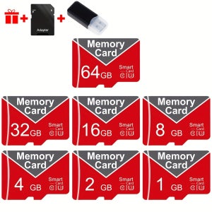 1개 메모리 카드 64GB 32GB 16GB 8GB (카드 리더기 및 어댑터 포함), 고속 Micro TF 카드 4GB 2GB 1GB, A1 C10 메모리 TF 카드