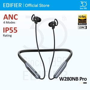 에디파이어 W280NB 프로 무선 노이즈 캔슬링 넥밴드 헤드폰 블루투스 V5.4 하이 레졸루션 LDAC 스포츠 이어폰 IP55 방수
