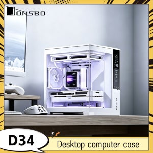 존스보 D34 휴대용 시뷰 케이스 ATX 메인보드 전면 하드웨어 모니터링 스크린 브래킷 BTF 메인보드 240 수냉 쿨링