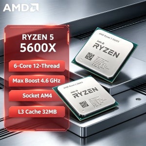 AMD 라이젠 5 5600X 4.6GHz 6코어 12스레드 언락 데스크탑 CPU 소켓 AM4 게이밍 프로세서 R5 5600X 트레이 OEM 울트라 4K