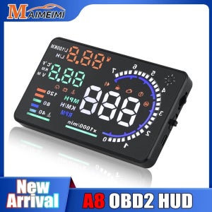 HUD 차량용 OBD2 헤드업 디스플레이 디지털 속도계 앞유리 속도 프로젝터 과속 경보 수온 RPM 경보 연료 소비량